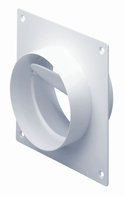 EasiPipe 125 Rigid Duct Sraight connector with Damper and Wall Plate