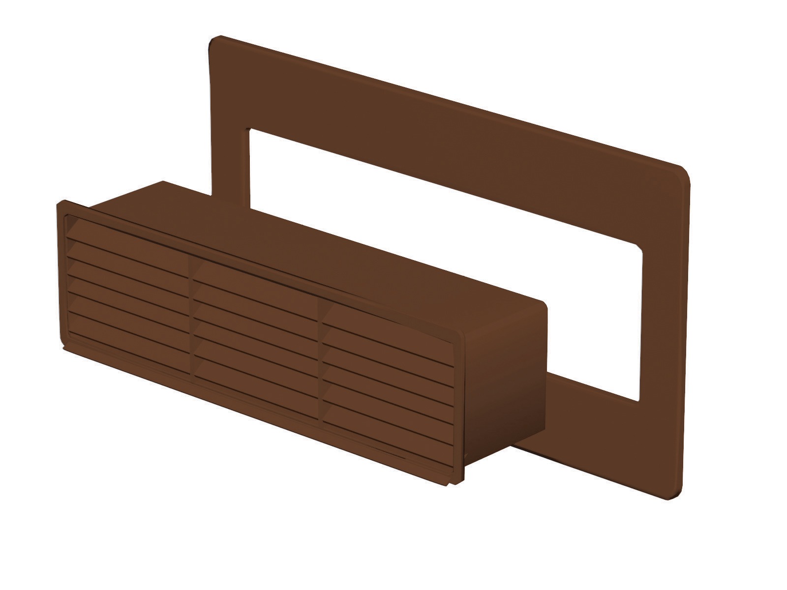 Rigid Duct Outlet Airbrick with Damper and Wall Plate Brown 204×60