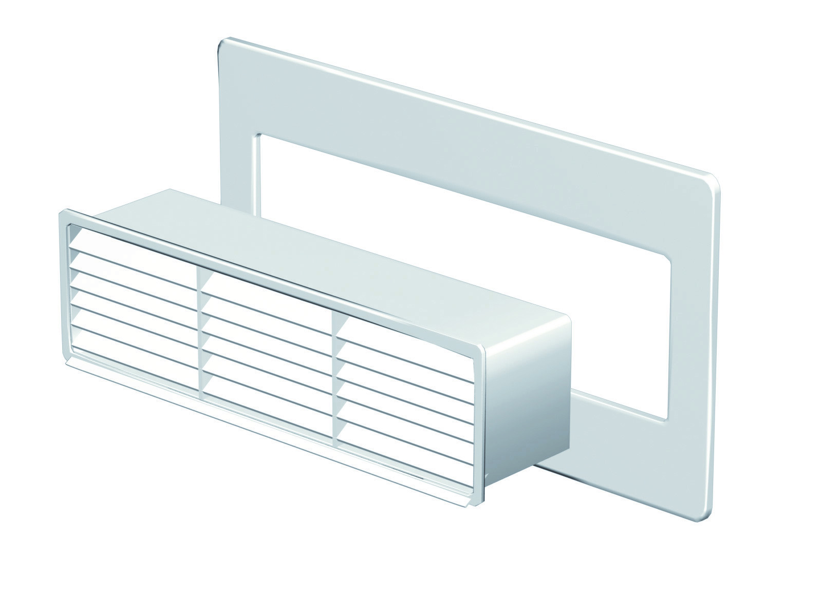 Rigid Duct Outlet Airbrick with Damper and Wall Plate White 204×60