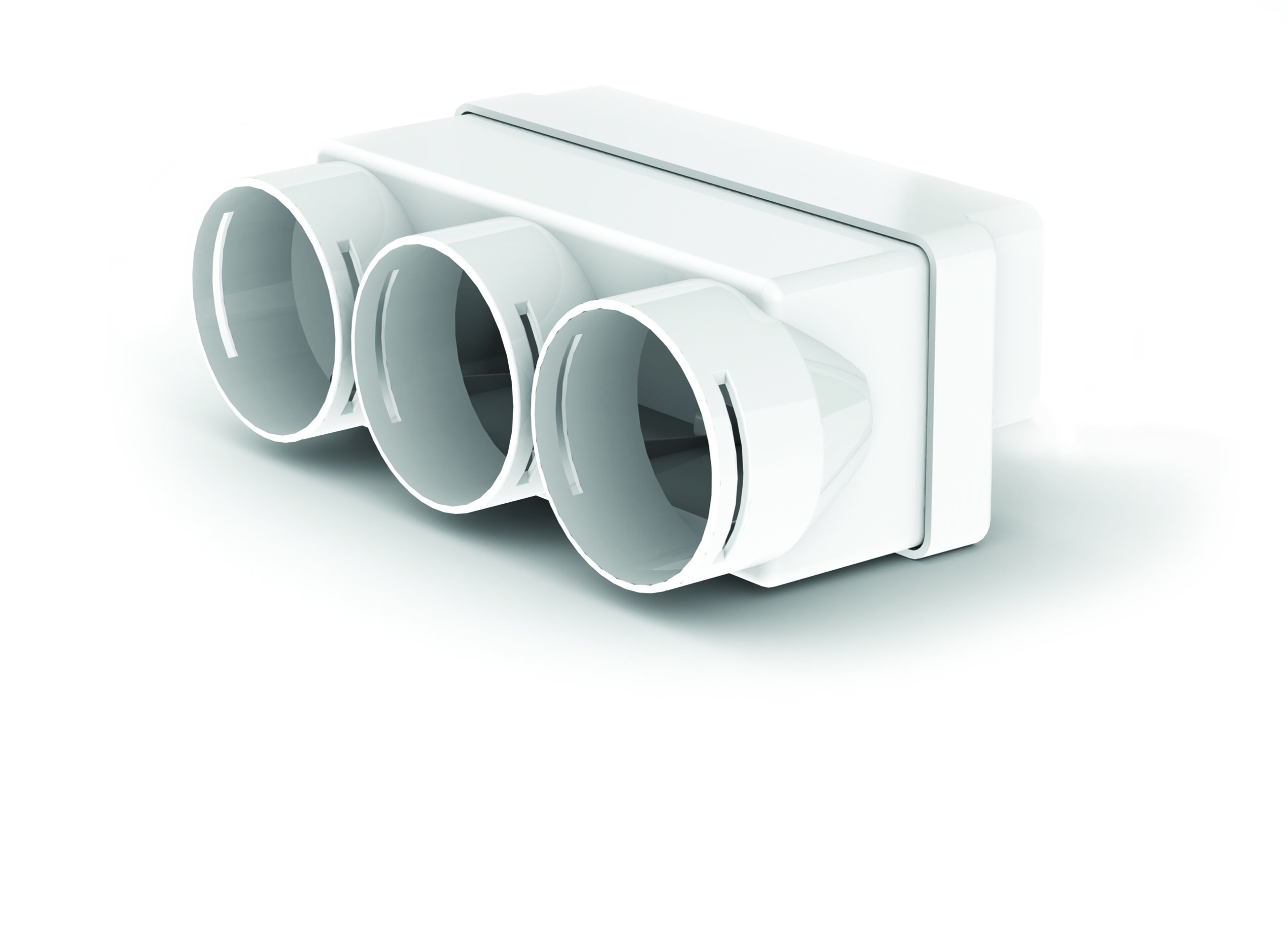 Adapt 204x60mm In-Line Adapter 3xØ75mm Radial Sockets, Female adapter