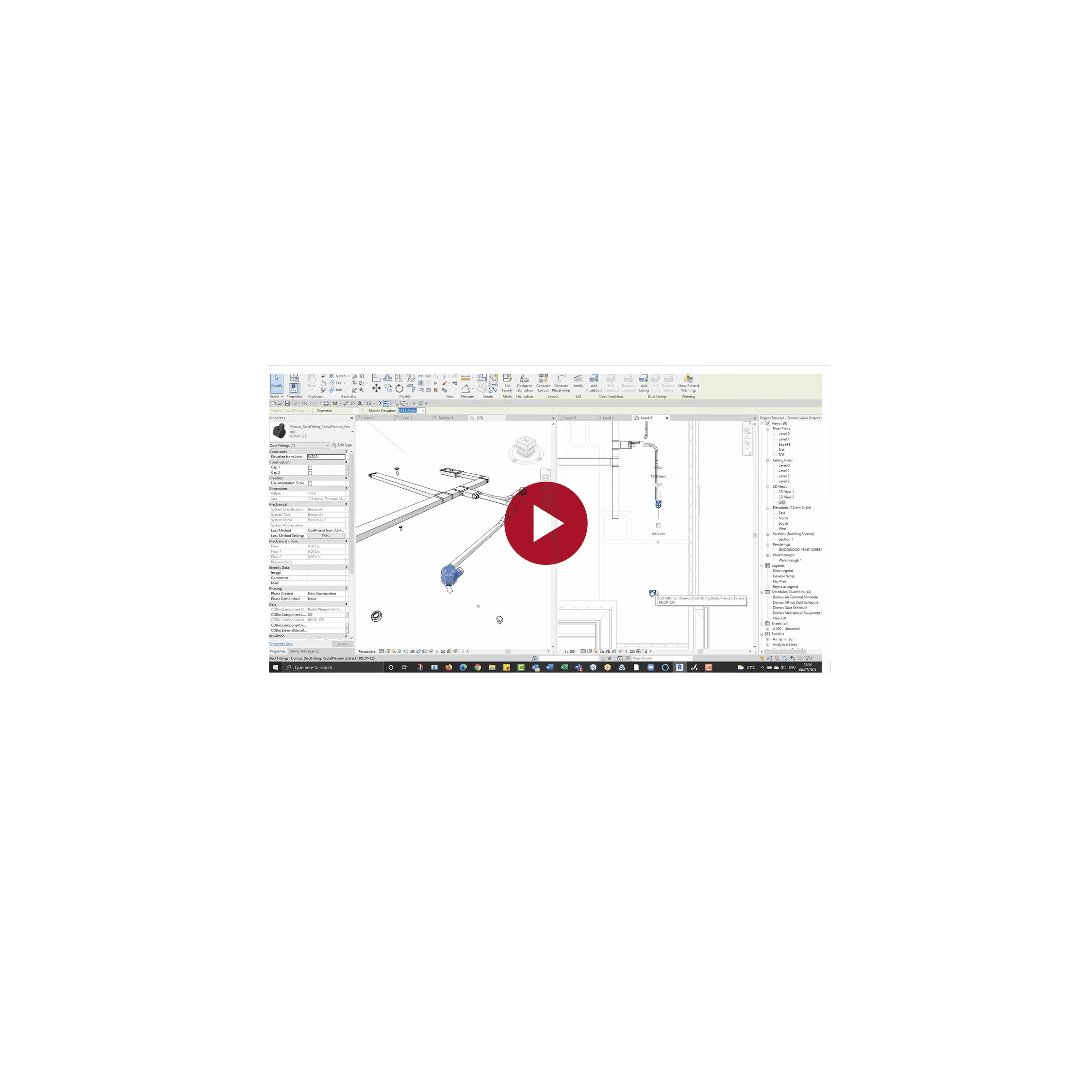 Screenshot from video showing BIM REVIT drawing